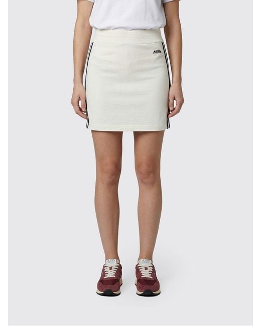 Autry White Viscose Blend Pencil Skirt With Logo