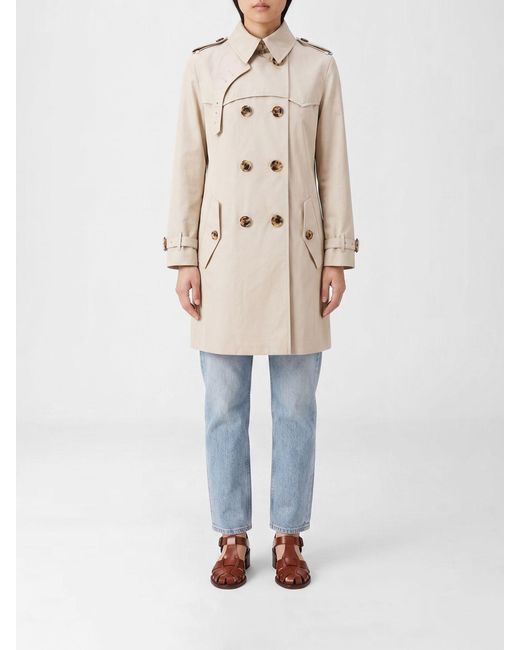 Burberry Natural Double-Breasted Cotton Trench Coat