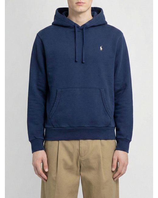 Polo Ralph Lauren Blue Cotton Hoodie With Pony Logo for men