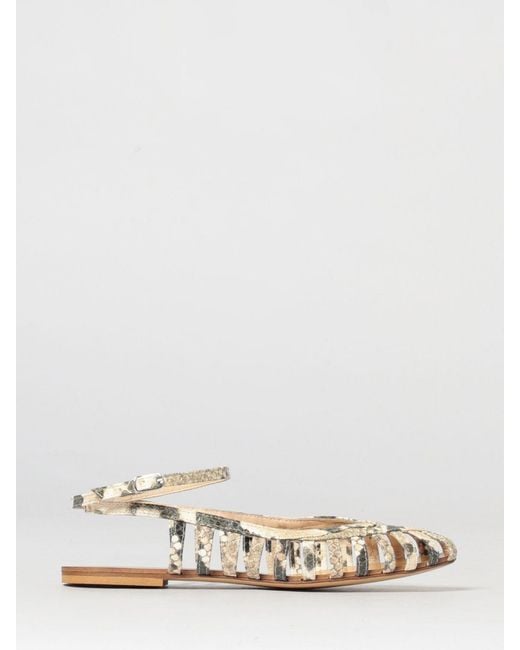 Anna F. Natural Laminated Leather Sandals