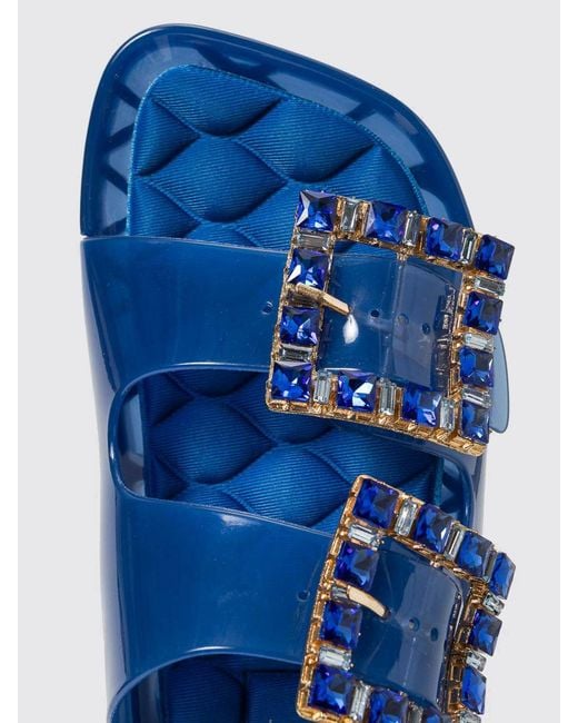 Twinset Blue Pvc Sandal With Rhinestones