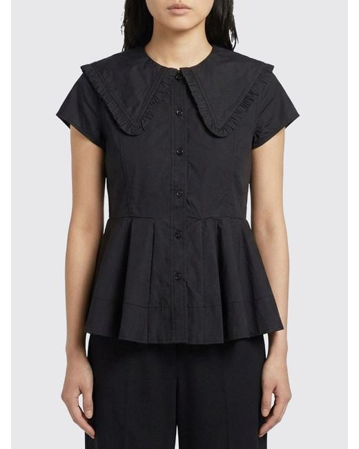 Ganni Black Stretch Organic Cotton Shirt