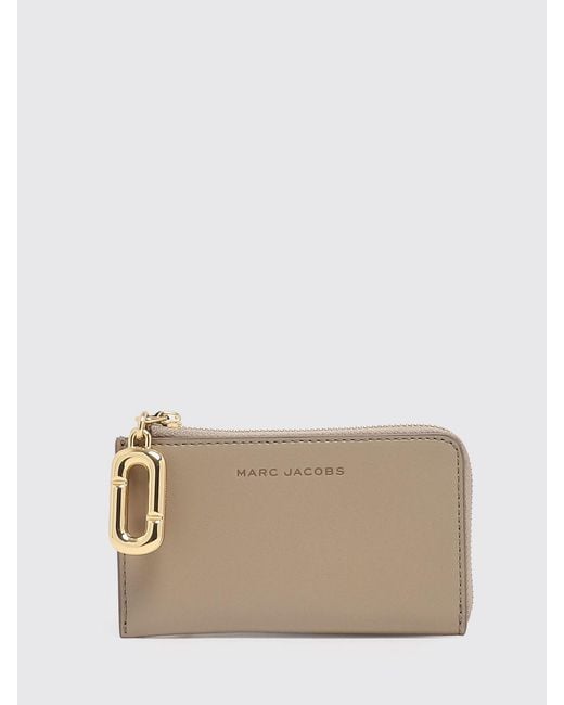 Marc Jacobs Natural Leather Card Holder With A Zip Closure And Four Card Slots