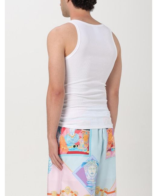 Débardeur Nervuré À Logo Brodé Versace pour homme en coloris White
