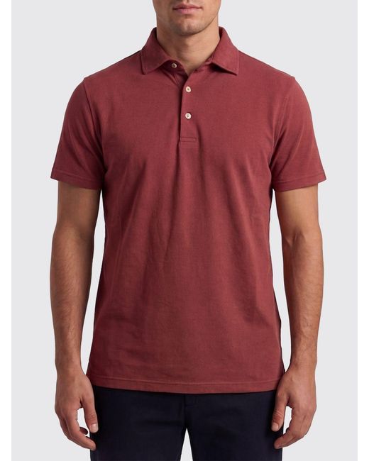 Fedeli Red Basic Cotton Polo Shirt for men