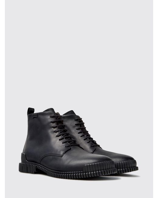 Camper Black Pix Smooth Leather Lace-Up Boots With Xl Extralight Sole for men
