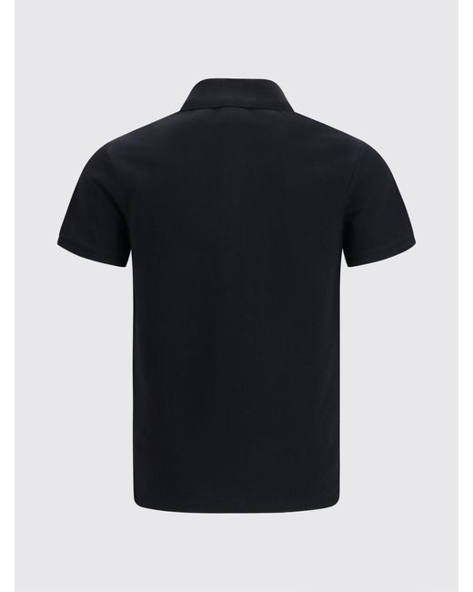 Balmain Black Slim Fit Short-Sleeve Cotton Polo Shirt With Contrast Logo for men