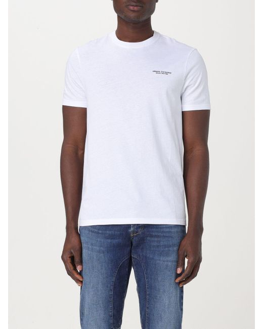 T-shirt di cotone di Armani Exchange in White da Uomo