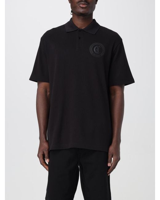 Just Cavalli Black Polo Shirt Short Sleeve Logo for men