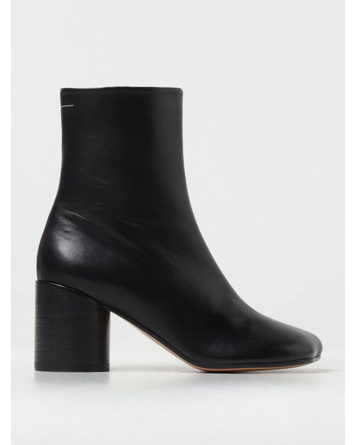 MM6 by Maison Martin Margiela Flat Ankle Boots in Black | Lyst