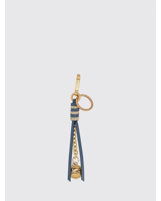 Etro White Leather Keychain