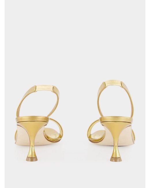 Manolo Blahnik Natural Cupisanpla Mid-Heeled Patent Leather Slingback Sandals