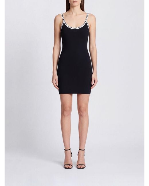 Versace Black U-Neck Viscose Jersey Mini Sheath Dress