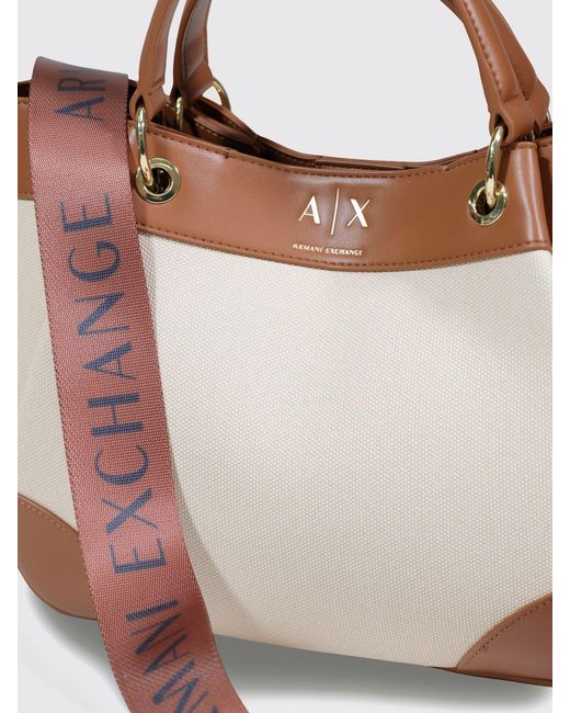 ARMANI EXCHANGE Natural Handheld Canvas Shopping Bag