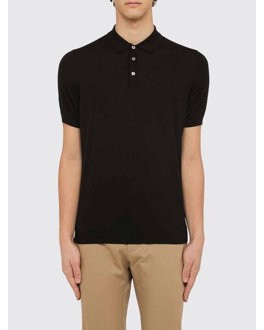 Drumohr Black Cotton Knit Polo Shirt for men