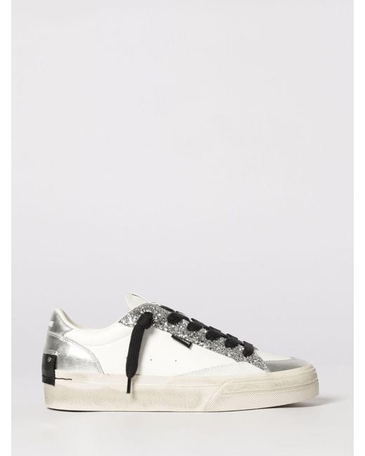 Crime London Natural Soho Leather And Glitter Sneakers