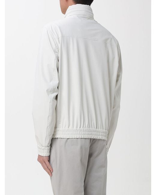 Brunello Cucinelli White Stretch Nylon Bomber Jacket for men