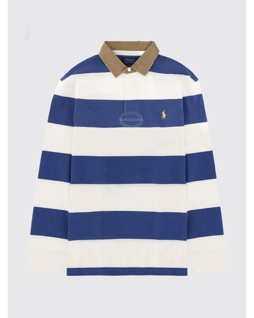 Polo Ralph Lauren Blue Striped Cotton Polo With Pony Logo for men