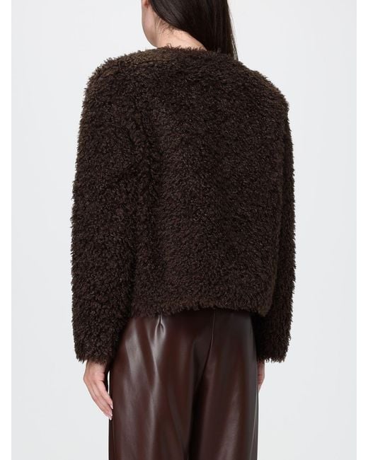 Twinset Black Short Single-Breasted Bouclé Coat With V-Neck