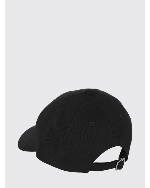 A.P.C. Black Cotton Canvas Hat With Logo for men