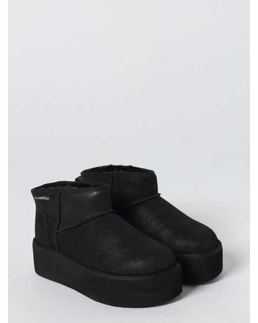 Karl Lagerfeld Black Thermo Suede Snow Ankle Boots