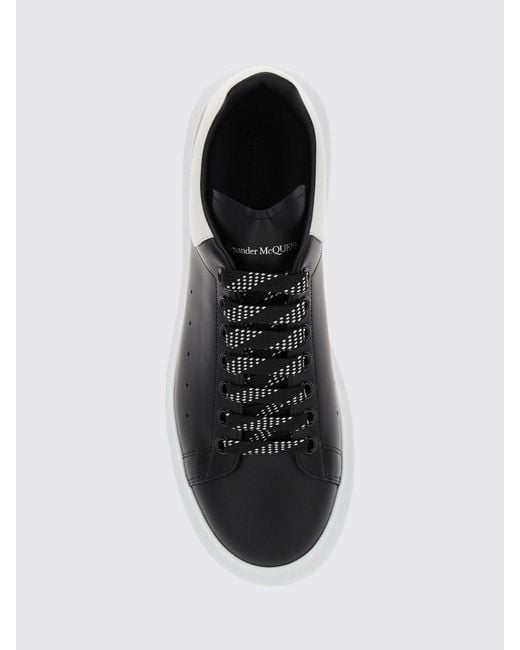 McQueen Black Oversize Calf Leather Sneakers With Suede Insert And Chunky Sole for men