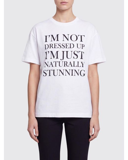 Elisabetta Franchi White Cotton T-Shirt With Slogan Print And Back Logo