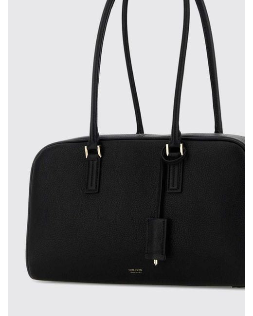 Tom Ford Black Padlock Grained Leather Bag