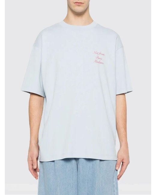 Drole de Monsieur White Cotton Casual T-Shirt With Slogan for men