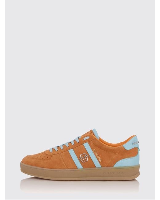 Philipp Plein Orange Retro Rebel Suede Sneakers for men