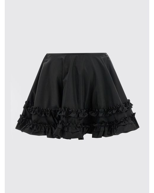 Ganni Black Crêpe Mini Skirt With Ruffles