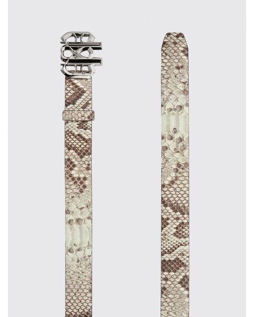 Philipp Plein White Python-Print Snakeskin Leather Belt With Monogram Buckle