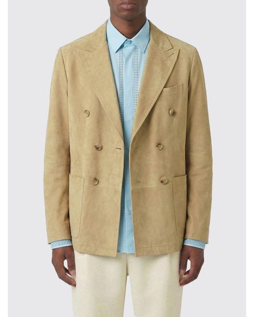Canali Natural Double-Breasted Suede Blazer for men