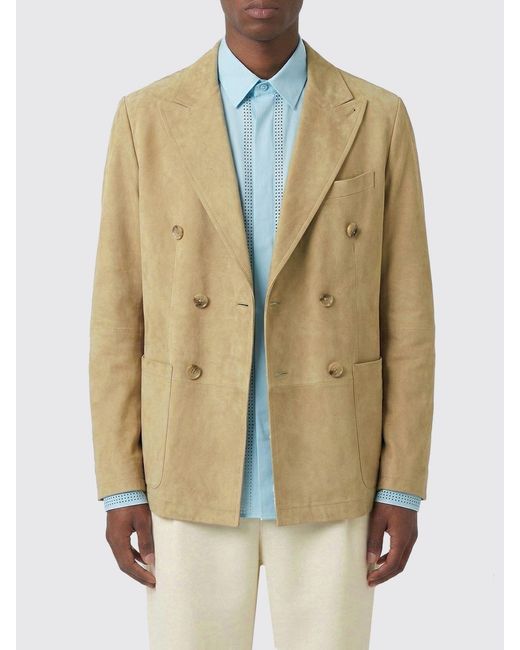 Canali Natural Double-Breasted Suede Blazer for men