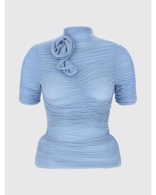 Magda Butrym Blue Pleated Top With Flowers