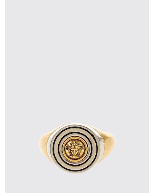 Versace Metallic Orbit-Tone Brass Ring With Iconic Medusa Head Detail for men