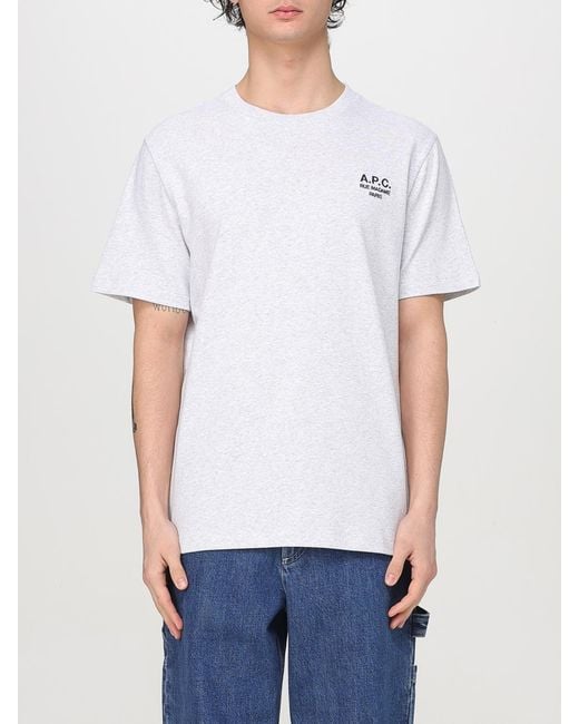 A.P.C. White Cotton T-Shirt With Logo for men
