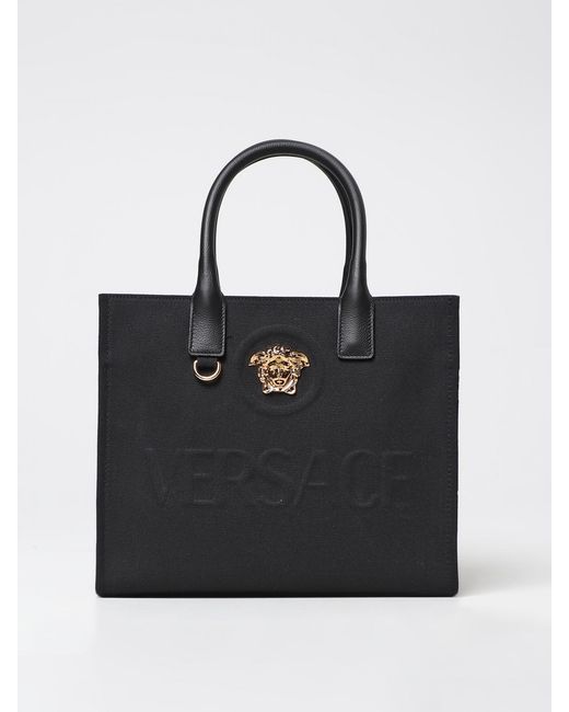 Versace Black La Medusa Bag In Canvas