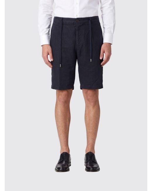 Myths Blue Linen Drawstring Shorts for men