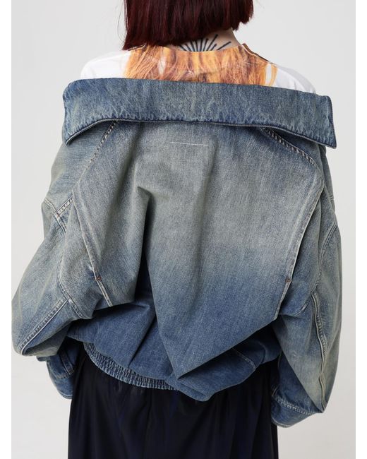 MM6 by Maison Margiela Blue Cotton Denim Bomber Jacket