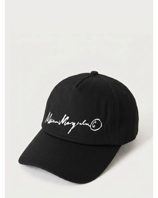 MM6 by Maison Margiela Black Cotton Baseball Cap With Printed Logo And Visor for men
