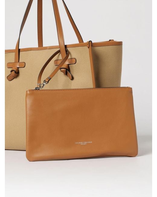 Gianni Chiarini Natural Marcella Cotton Canvas And Leather Bag