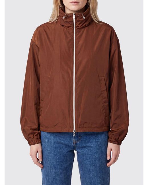 Herno Brown Short Water-Repellent Taffeta Windbreaker Jacket With Hood And High Neck