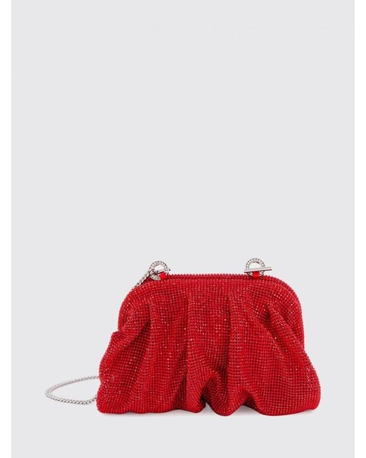 Benedetta Bruzziches Red Venus Crystal-Embellished Mini Bag With Removable Strap