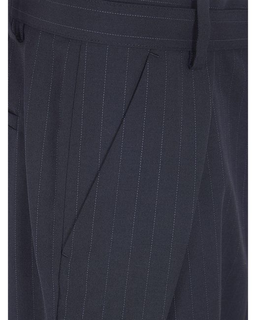 Sacai Blue Pinstriped Cotton Tailored Trousers for men