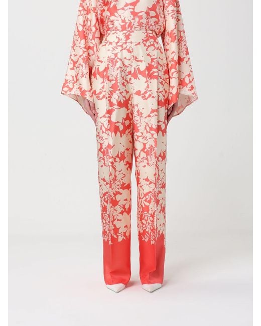 Agnona Red Floral Silk Blouse
