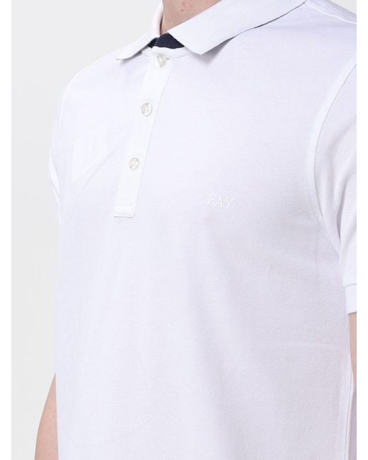 Fay White Stretch Cotton Polo Shirt for men