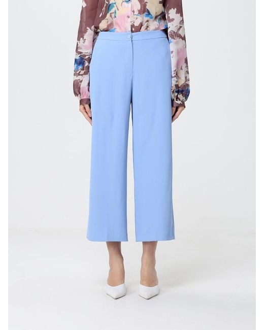 Hanita Blue Crepe Cropped Trousers