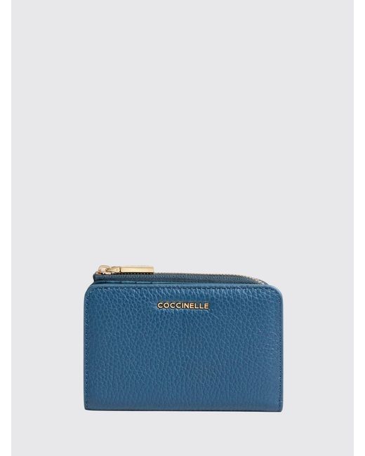 Coccinelle Blue Metallic Soft Grained Leather Wallet