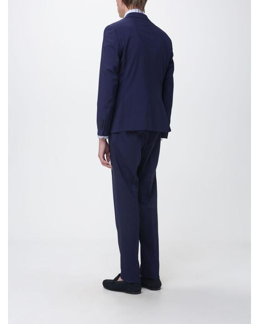Manuel Ritz Blue Single-Breasted Stretch Wool Suit for men
